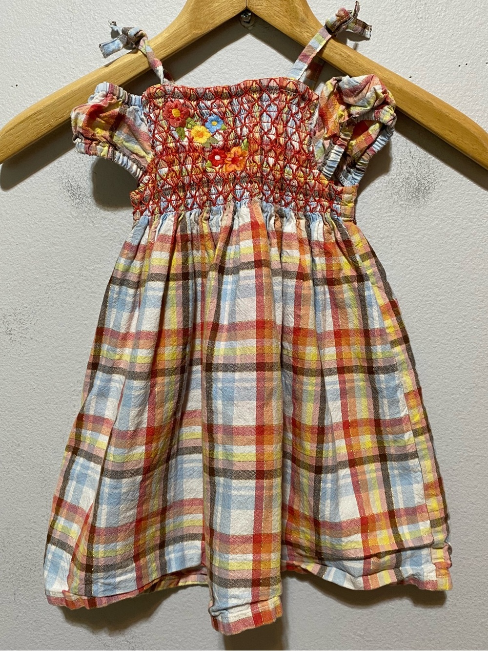 Gymboree Girls  18/24 Month Plaid Flower Embroidered Sundress
